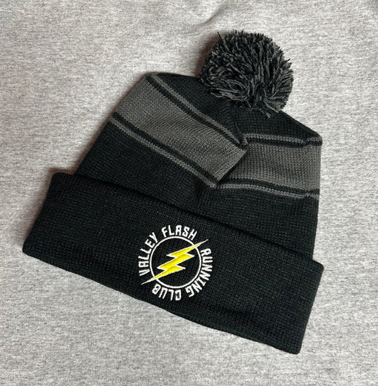 O- Stripe Pom-Pom Beanie
